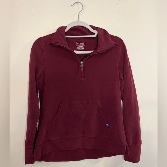 L.L. Bean Tops - L.L. Bean Quarter Zip Red Port Womens Ultrasoft Sweats Pullover XS Petite